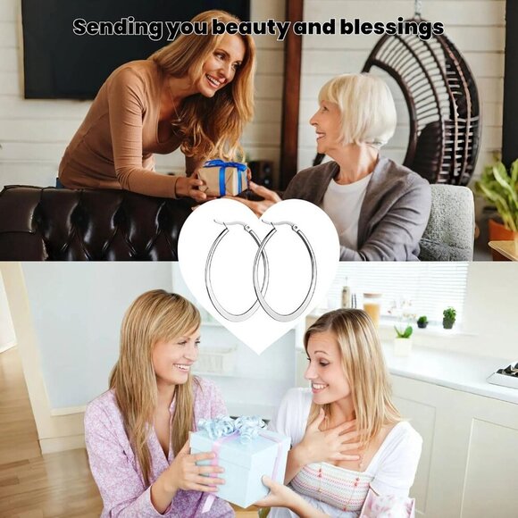 Large 40mm Silver Hoop Earrings with Water Drop Design - Chic Everyday Style - Picture 6 of 6